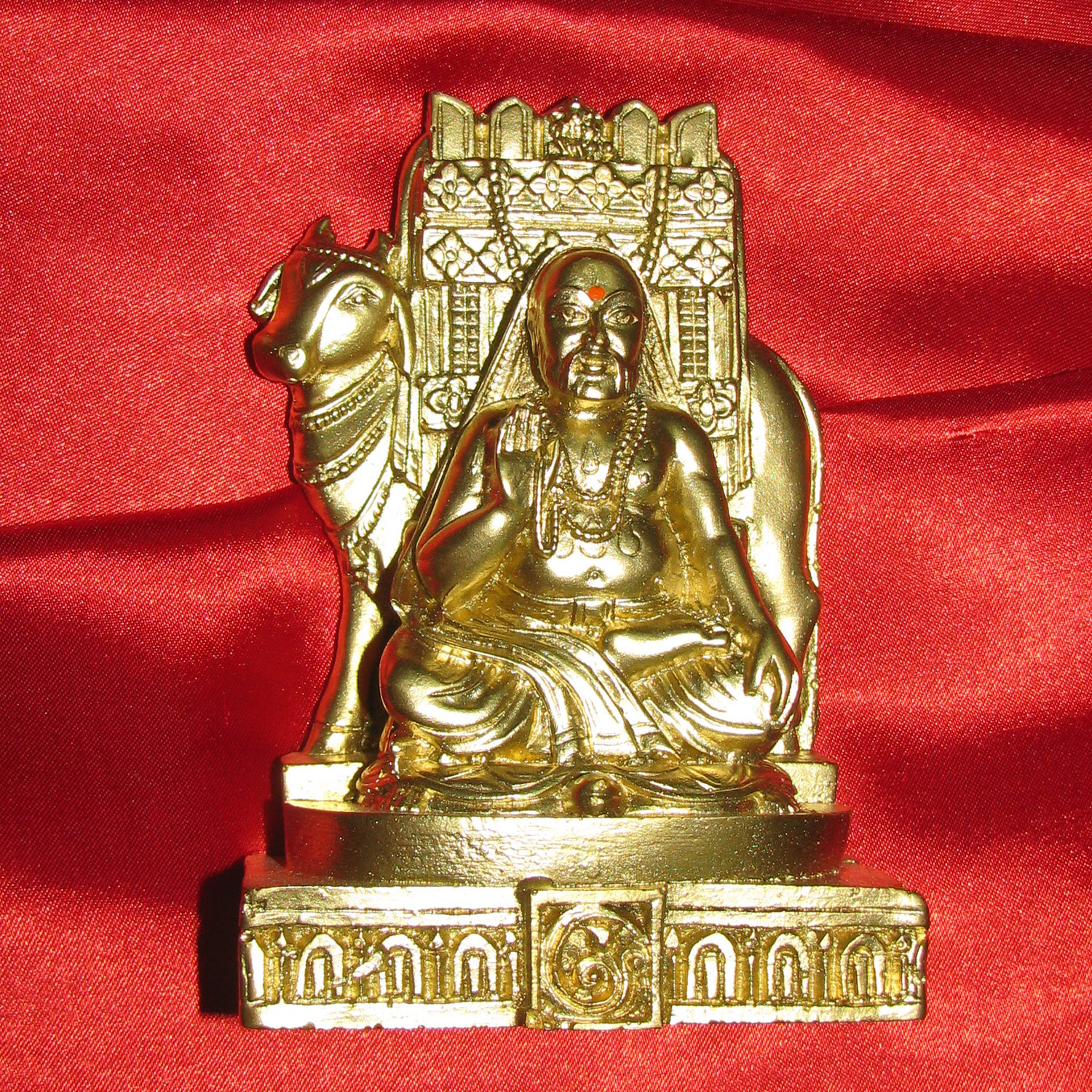 A4946-Raghavendra-Swamy-With-Cow-Idol-Gold-Finish.jpg